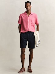 Albastru - GANT Linen Drawstring Button Shorts - Imaginea 5 din 6
