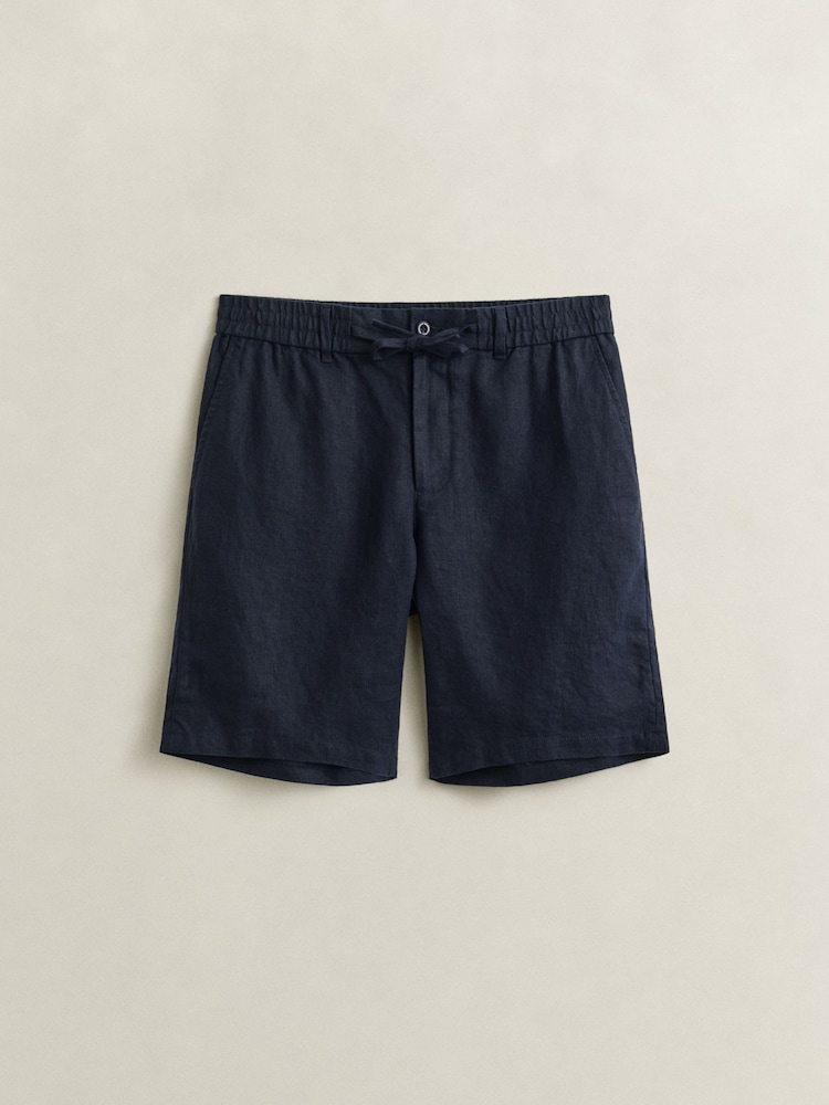 Albastru - GANT Linen Drawstring Button Shorts - Imaginea 6 din 6