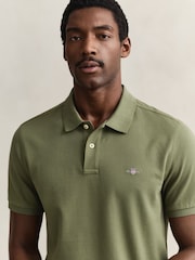 GANT Green Haze Shield Logo Pique Cotton Polo Shirt - Image 4 of 5