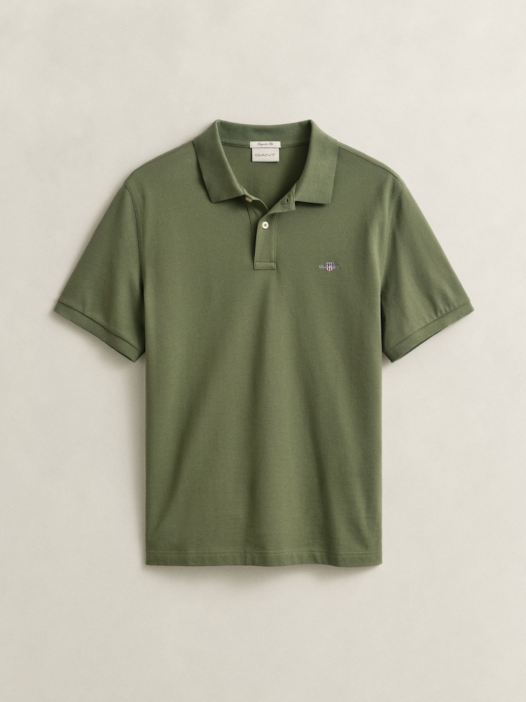 GANT Green Haze Shield Logo Pique Cotton Polo Shirt - Image 5 of 5