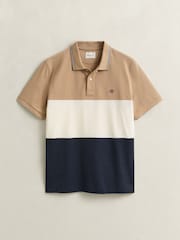 GANT Blue Cut And Sew Block Polo Shirt - Image 4 of 4