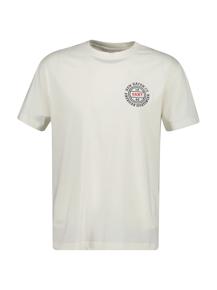 GANT Cream Graphic Logo T-Shirt - Image 1 of 2