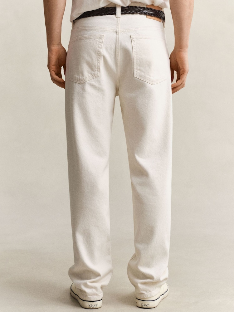 GANT Cream Straight Fit Denim Jeans - Image 2 of 6 GANT Cream Straight Fit Denim Jeans - Image 2 of 6