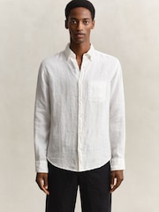 أبيض - GANT Garment Dyed Linen Pocket Shirt - صورة 1 من 7