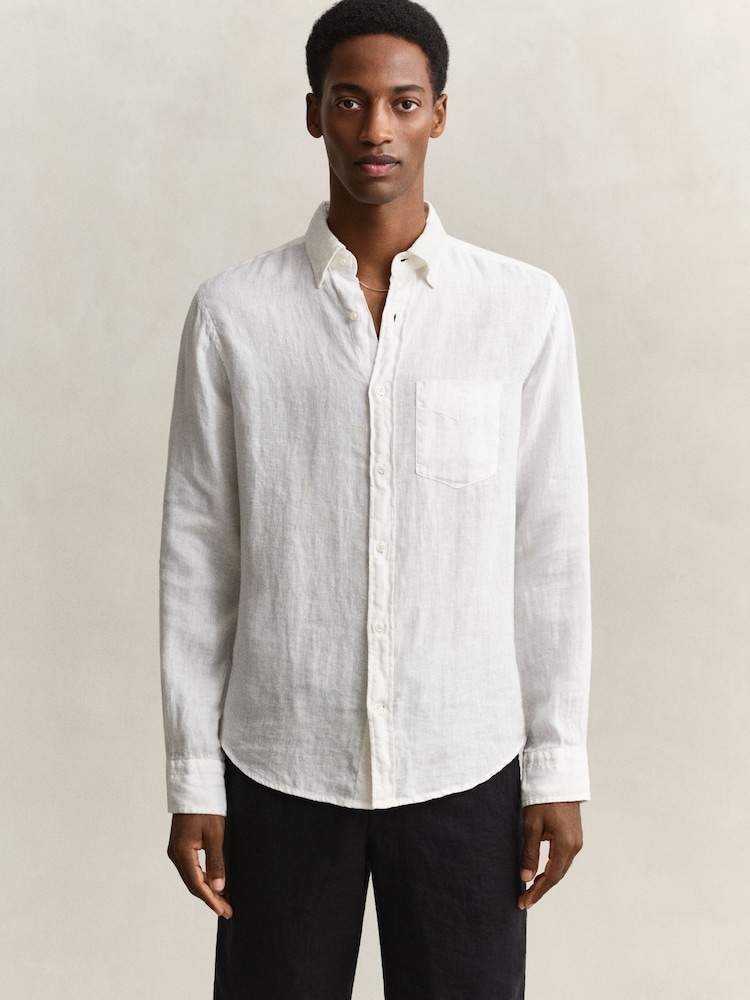أبيض - GANT Garment Dyed Linen Pocket Shirt - صورة 1 من 7