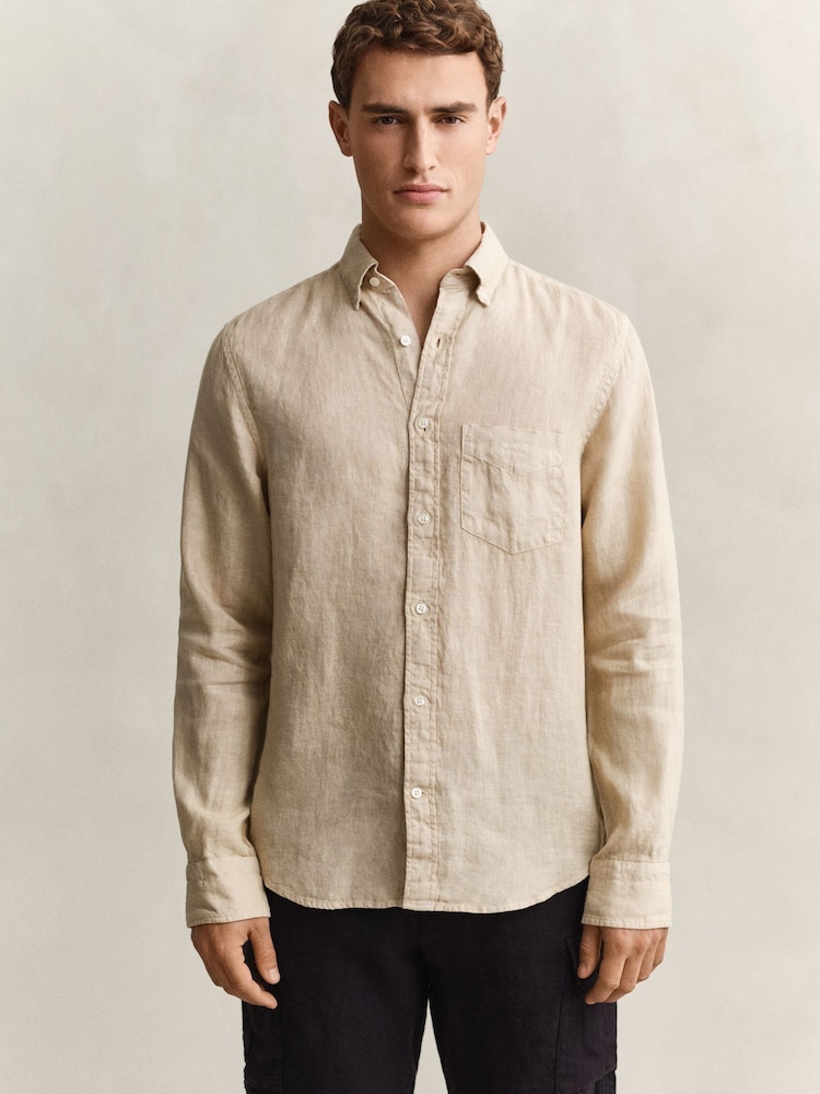 لون طبيعي - GANT Garment Dyed Linen Pocket Shirt - صورة 1 من 6