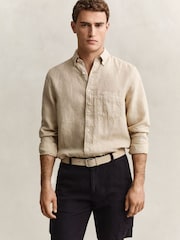 لون طبيعي - GANT Garment Dyed Linen Pocket Shirt - صورة 2 من 6