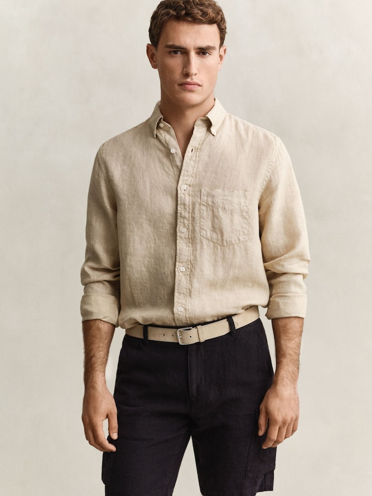 لون طبيعي - GANT Garment Dyed Linen Pocket Shirt - صورة 2 من 6