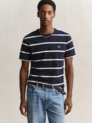 GANT Blue Stripe Shield Logo T-Shirt - Image 1 of 4