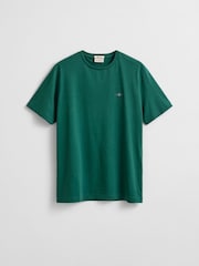 Verde - GANT Shield Logo Cotton T-Shirt - Imaginea 1 din 2