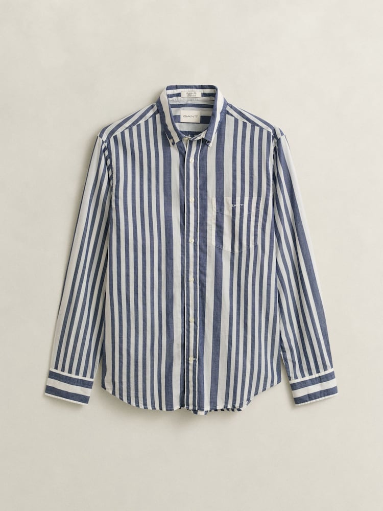 GANT Blue Stripe Voile Stripe Shirt - Image 7 of 7