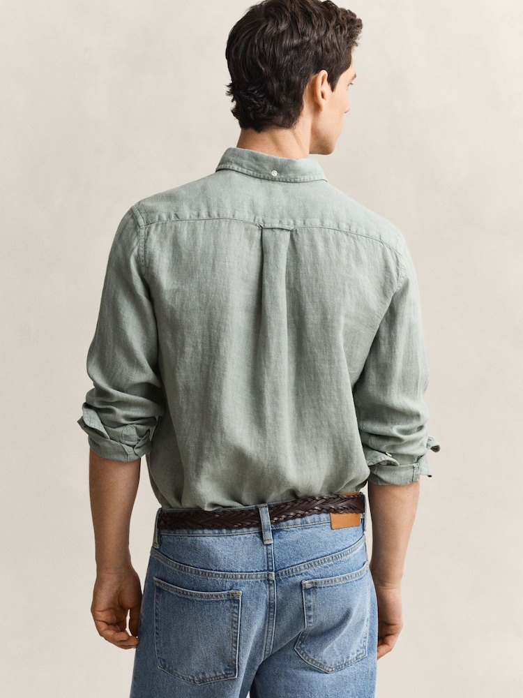 أخضر - GANT Garment Dyed Linen Pocket Shirt - صورة 2 من 7