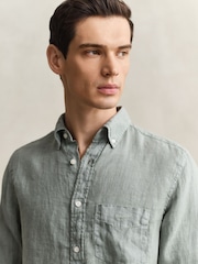 أخضر - GANT Garment Dyed Linen Pocket Shirt - صورة 4 من 7
