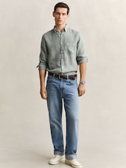 أخضر - GANT Garment Dyed Linen Pocket Shirt - صورة 6 من 7