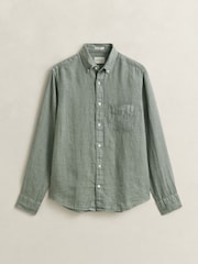 أخضر - GANT Garment Dyed Linen Pocket Shirt - صورة 7 من 7