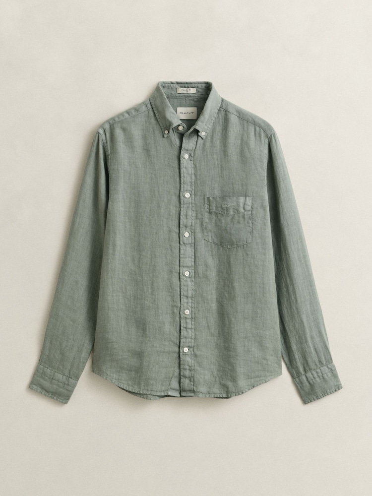 أخضر - GANT Garment Dyed Linen Pocket Shirt - صورة 7 من 7
