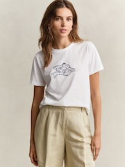 GANT White Shell Graphic Print T-Shirt - Image 1 of 5
