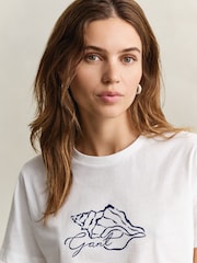 GANT White Shell Graphic Print T-Shirt - Image 4 of 5