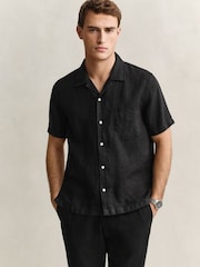 ブラック - GANT Garment Dyed Linen Pocket Shirt - 画像 1 / 6