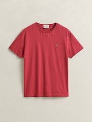 Бордовый - Хлопковая футболка с логотипом GANT - Изображение 4 4