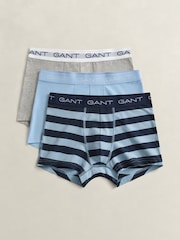 GANT Blue Stripe Stretch Cotton Boxers 3 Pack - Image 1 of 4