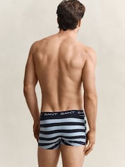 GANT Blue Stripe Stretch Cotton Boxers 3 Pack - Image 3 of 4