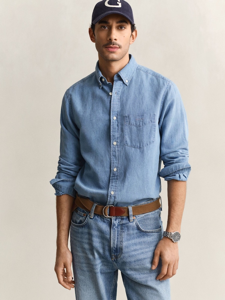 GANT рубашка из хлопка и лен индиго - Изображение 1 6