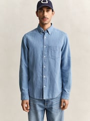 GANT рубашка из хлопка и лен индиго - Изображение 3 6