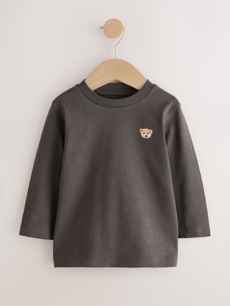 Multi Black Embroidered Bears Long Sleeve T-Shirts 5 Pack (3mths-7yrs) - Image 2 of 9 Multi Black Embroidered Bears Long Sleeve T-Shirts 5 Pack (3mths-7yrs) - Image 2 of 9