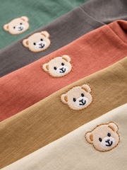 Multi Black Embroidered Bears Long Sleeve T-Shirts 5 Pack (3mths-7yrs) - Image 9 of 9