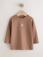 Bordado de Animal en tonos marrón y crema - Camisetas de manga larga 5 Pack (3meses -7años) - Imagen 5 de 9