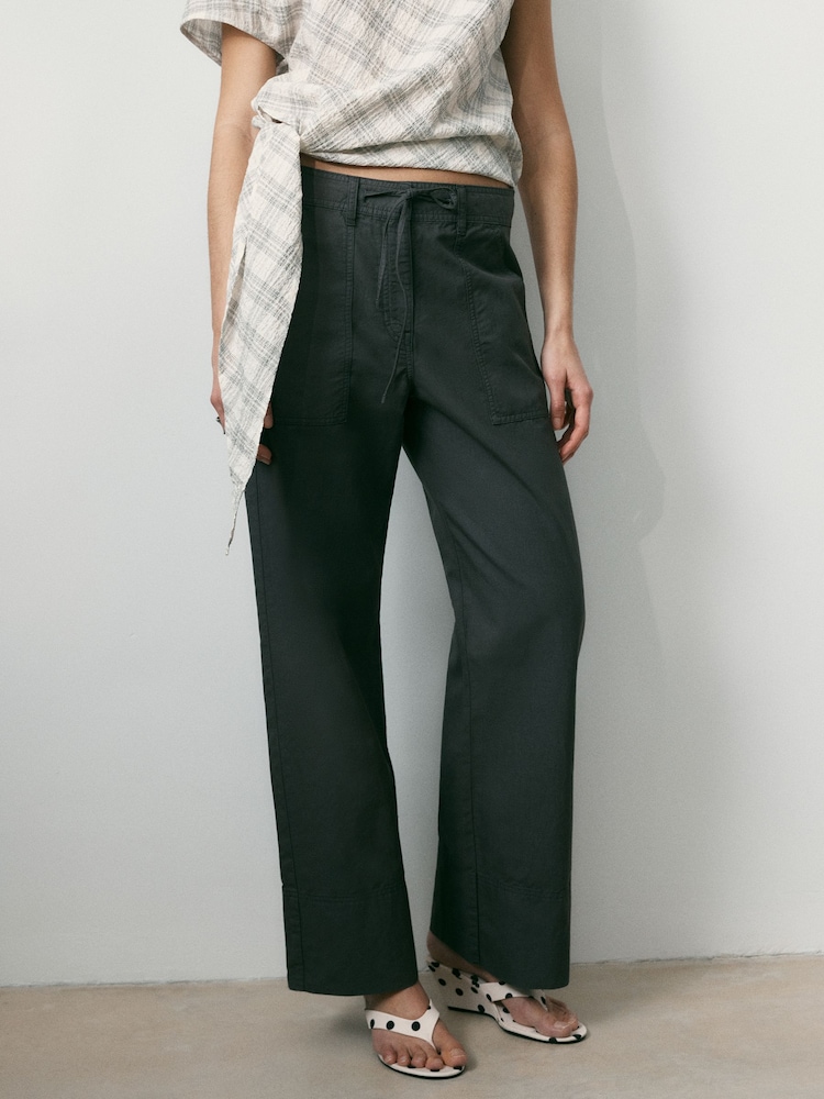 BHOEM Grey Patch Pockets Daily Trousers With Linen - Image 1 of 6