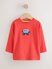 Multi Bright Transport Long Sleeve Applique T-Shirts 3 Pack (3mths-7yrs) - Image 2 of 7