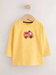 Multi Bright Transport Long Sleeve Applique T-Shirts 3 Pack (3mths-7yrs) - Image 4 of 7
