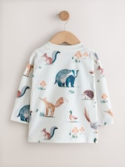 Neutral/Tan Woodland Watercolour Long Sleeve Graphic T-Shirts 3 Pack (3mths-7yrs) - Image 5 of 5