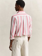 GANT Red Cotton Linen Stripe Shirt - Image 2 of 4