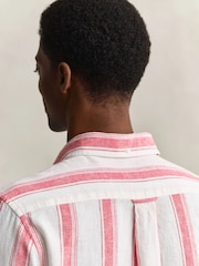 GANT Red Cotton Linen Stripe Shirt - Image 3 of 4