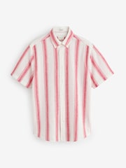 GANT Red Cotton Linen Stripe Shirt - Image 4 of 4