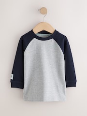 Multi Navy Long Sleeve Raglan T-Shirts 3 Pack (3mths-7yrs) - Image 2 of 7