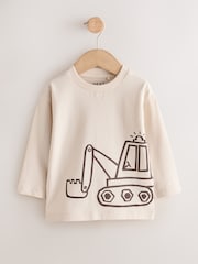 Neutral Digger Long Sleeve Graphic T-Shirts 3 Pack (3mths-7yrs) - Image 5 of 7
