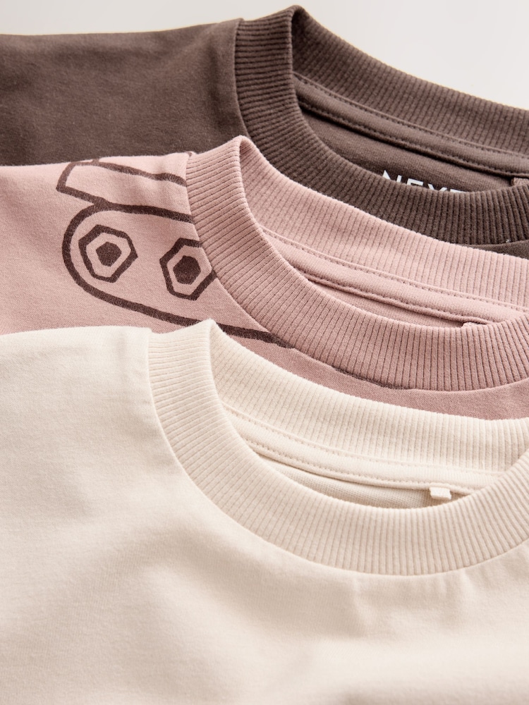 Neutral Digger Long Sleeve Graphic T-Shirts 3 Pack (3mths-7yrs) - Image 7 of 7 Neutral Digger Long Sleeve Graphic T-Shirts 3 Pack (3mths-7yrs) - Image 7 of 7