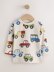 Blue Stripe Car Long Sleeve Graphic T-Shirts 3 Pack (3mths-7yrs) - Image 2 of 7
