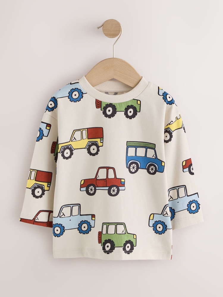 Blue Stripe Car Long Sleeve Graphic T-Shirts 3 Pack (3mths-7yrs) - Image 2 of 7 Blue Stripe Car Long Sleeve Graphic T-Shirts 3 Pack (3mths-7yrs) - Image 2 of 7