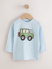 Blue Stripe Car Long Sleeve Graphic T-Shirts 3 Pack (3mths-7yrs) - Image 4 of 7
