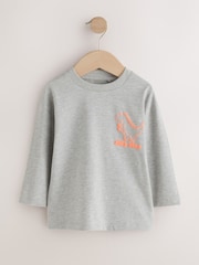 Blue/Green/Grey Dino Long Sleeve Graphic T-Shirts 3 Pack (3mths-7yrs) - Image 3 of 7
