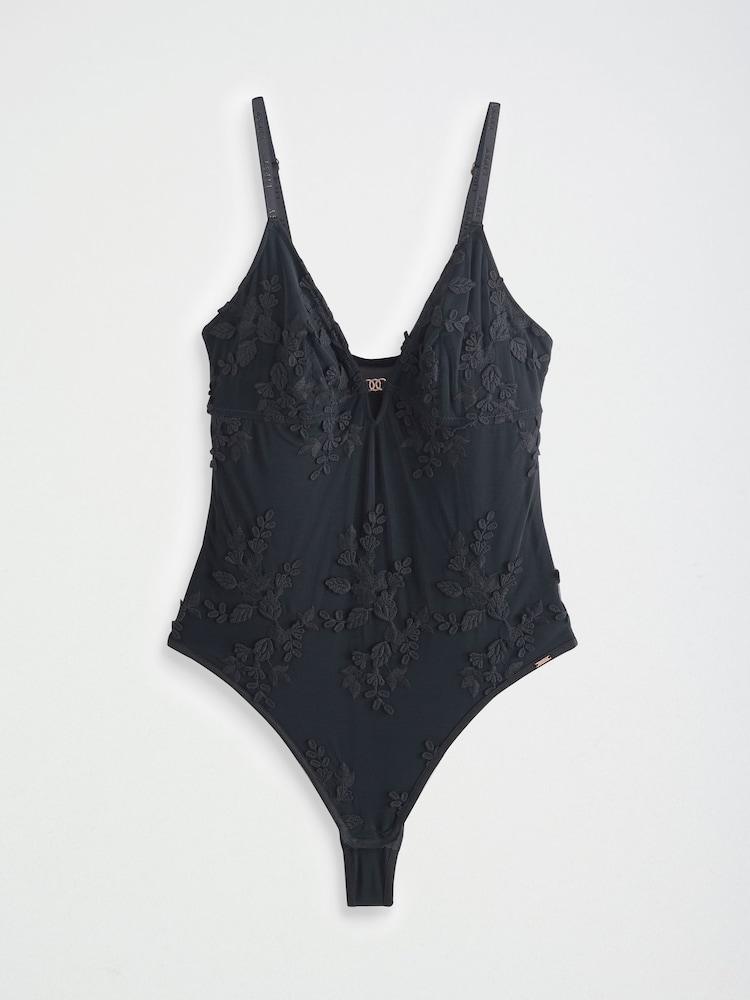 Lipsy Black Plunge Bodysuit - Image 1 of 3 Lipsy Black Plunge Bodysuit - Image 1 of 3