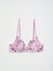 Lipsy Pink embroidery Non Pad Underwire Plunge Bra - Image 5 of 8