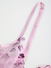 Lipsy Pink embroidery Non Pad Underwire Plunge Bra - Image 6 of 8