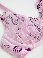 Lipsy Pink embroidery Non Pad Underwire Plunge Bra - Image 7 of 8