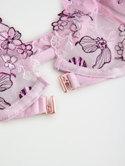 Lipsy Pink embroidery Non Pad Underwire Plunge Bra - Image 8 of 8
